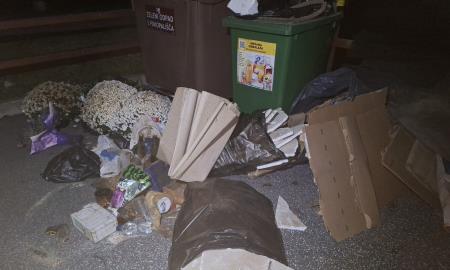 Odlaganje odpadkov ob zabojnikih ni dovoljeno.